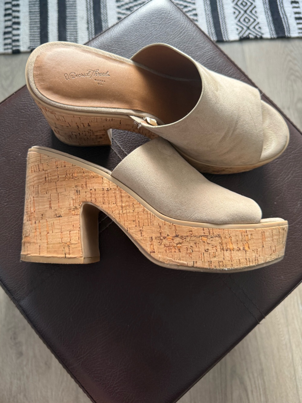 Universal Thread Tan Cork Platform Slide Mules